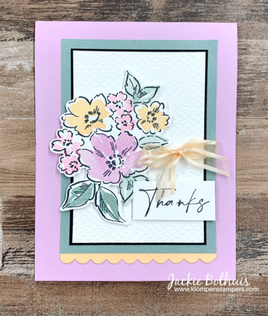 I made this DIY Thank You card with the 2 step stamping technique.