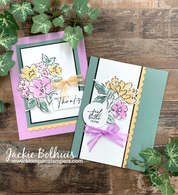2 Step stamping is a key feature of the Stampin' Up! Hand-Penned stamp set.