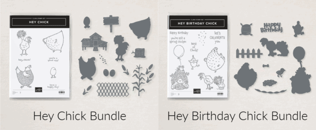 You can make lots of sensational greeting cards with the 'Hey Chick' and 'Hey Birthday Chick' bundles.