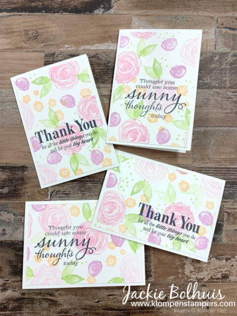 Make a stack of creative thank you cards with a one sheet wonder idea.