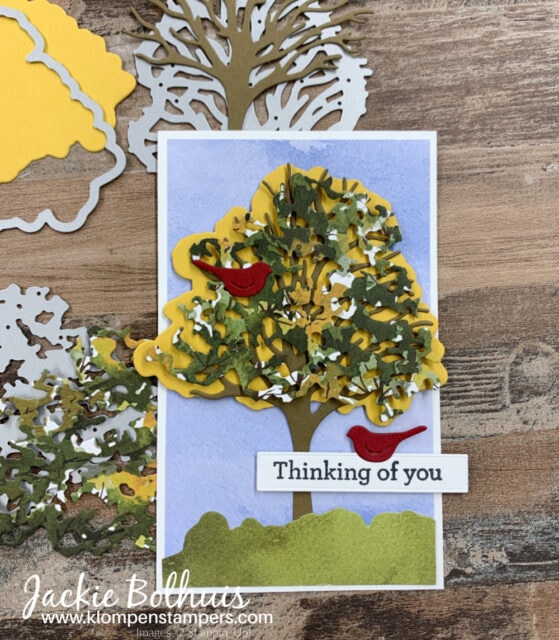 These handmade cards for men focus on the die cut trees and layering them to get a unique look. 