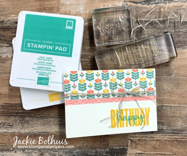 This Birthday card base is a plain note card with a 'happy birthday' greeting stamped in the lower right corner.