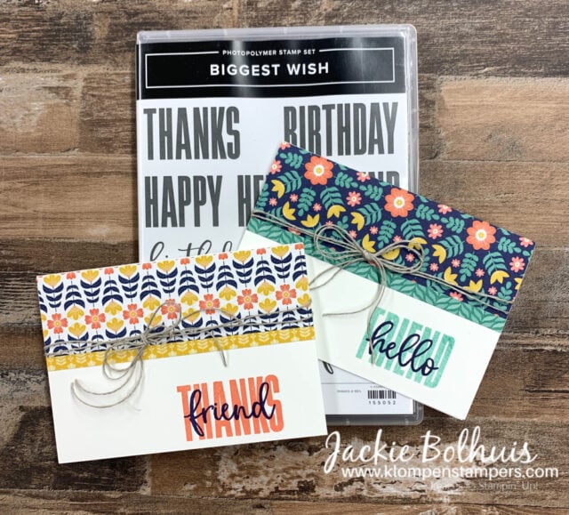 I loved using the Stampin' Up! Biggest Wish stamp set for these note cards.