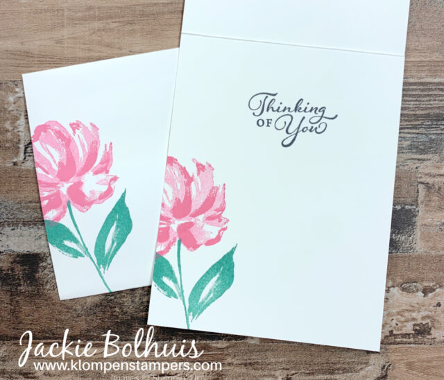 On your simple one layer card you don't want to forget to also stamp the inside and your envelope too.
