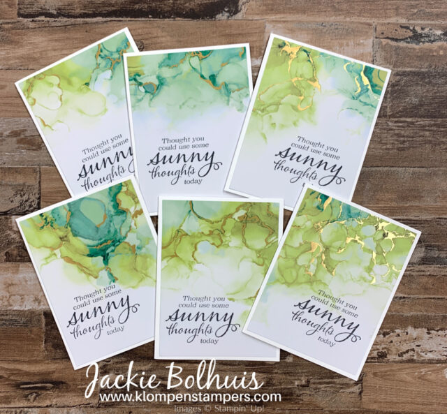 Green watercolor look cards; such thoughtful cards and there is room to stamp right on the paper.
