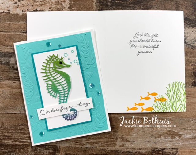 outside-of-the-card-has-rainbow-glimmer-paper-inside-is-stamped-with-fish-and-seaweed