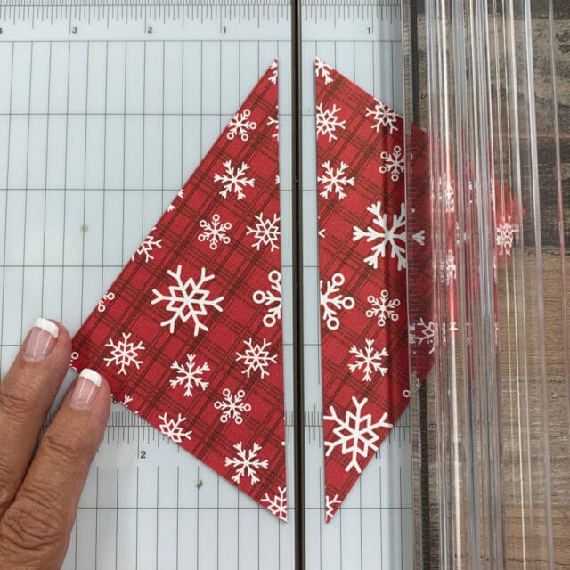 Step-one-to-make-your-beautiful-christmas-cards-cut-paper-piece-from-corner-to-corner