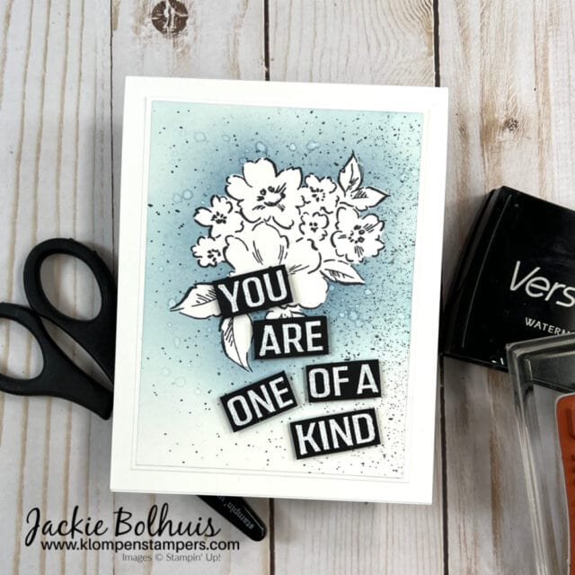 Hand-Penned-Petals-Stampin-Up-Card-idea-with-mask-blend-splatter-technique-and-blue-ink