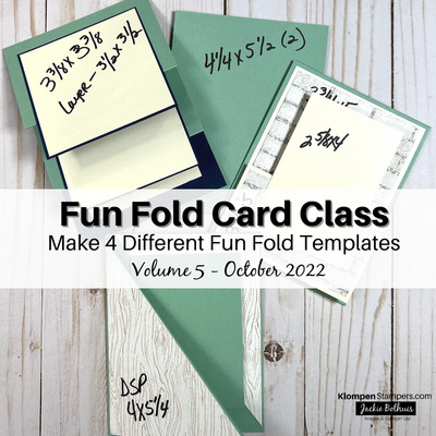 picture of the 4 templates that are made during the free video class Fun Fold Cards Vol 5