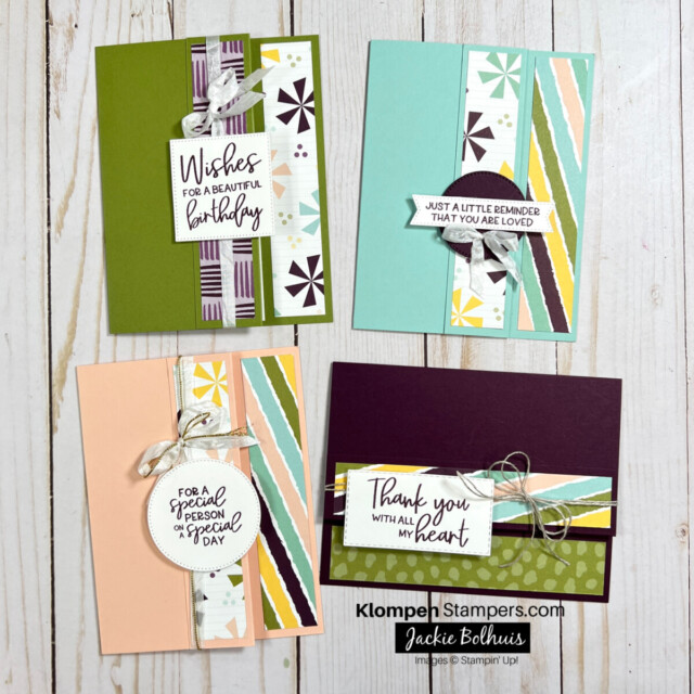 4 cards using the double one sheet wonder template