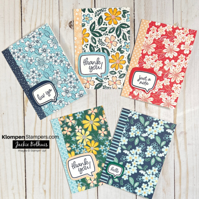 easy note cards that you can make using scrapbook paper and the converstation bubbles stamp set from Stampin' Up!