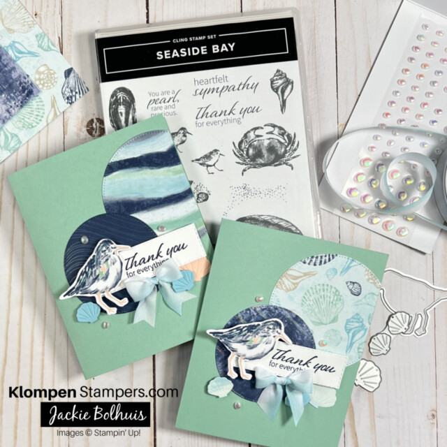 Learn easy card ideas with the seaside bay stamp set and by the bay designer series paper