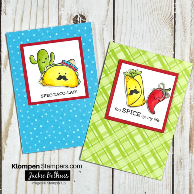 punny notecards using taco fiesta stamp set