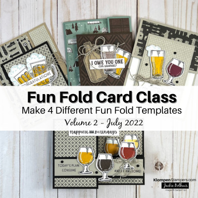 four masculine fun fold cards created with the stamp set brewed for you.