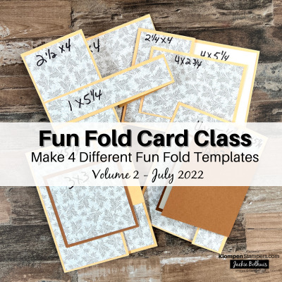 Four fun fold card templates lying on a table.