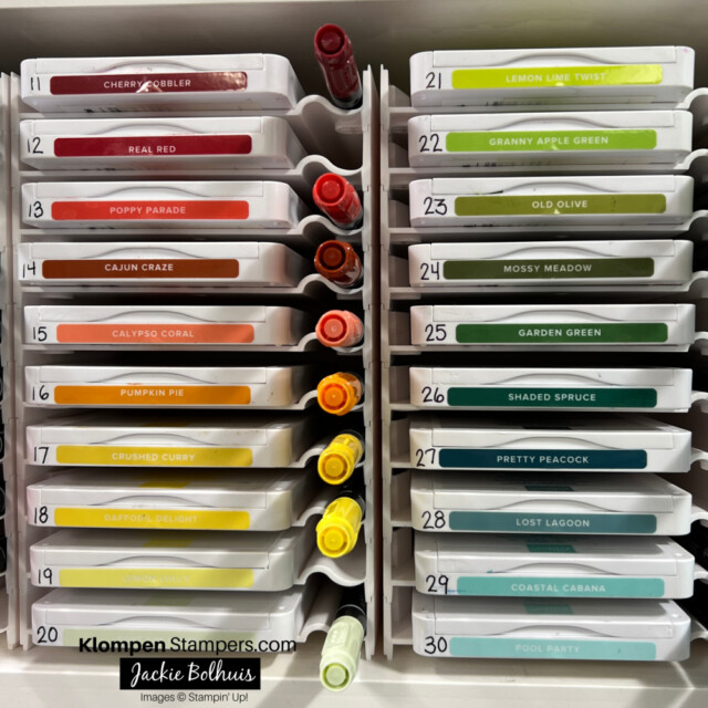 image showing how to organize ink pads in rainbow color order