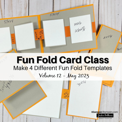 four fun fold templates laying open showing what they look like with the measurements on them.