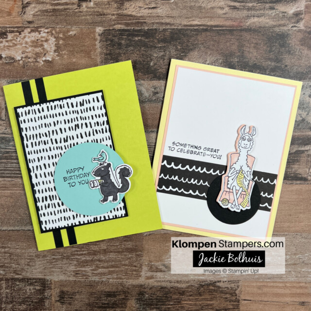 2 birthday cards for kids made using the zany zoo stamp set from Stampin' Up!
