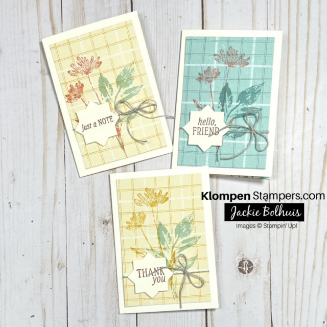 notecards made using Designer Series Paper and inked & Tiled stamp set to stay directly on the DSP