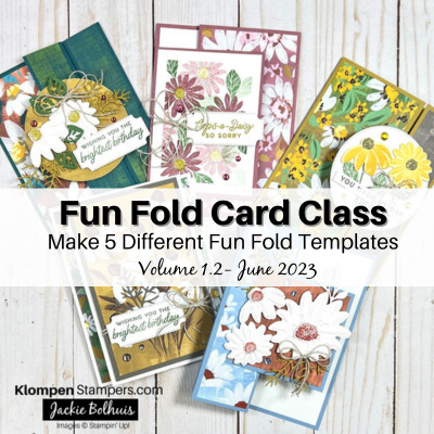 fun fold cards made using the Stampin up cheerful daisies stamp set and coordinating dies