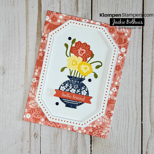 Handmade greeting card that was created using the subscription box June 2023 Paper Pumpkin.