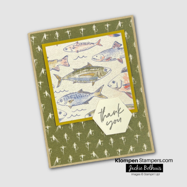 handmade thank you card using a simple card layout for beginners by just cutting Designer Series Paper and layering it on the card

