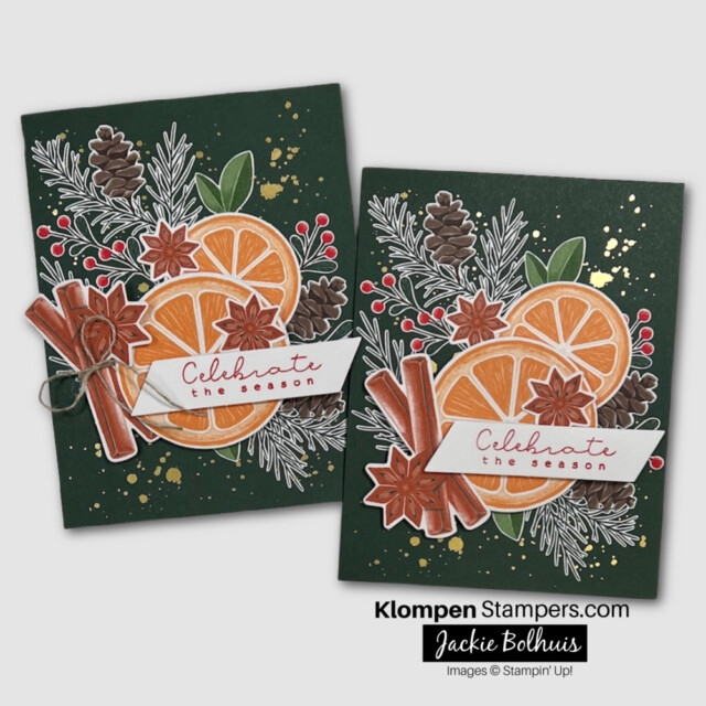 two holiday cards that were designed using a card and craft kit. These card were made using the cozy & bright kit from stampin' up!