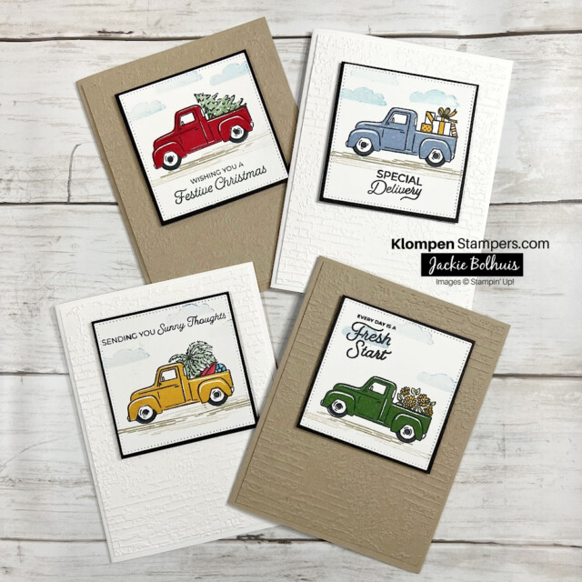 Easy card ideas using the Trucking Along stamp set by Stampin' Up!