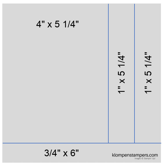 cutting chart for a 6" x 6" piece of designer series paper to create a handmade greeting card