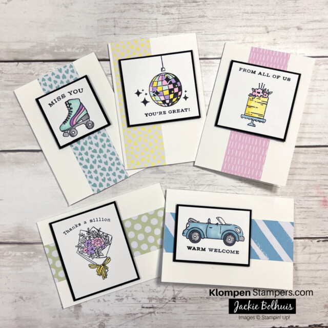 card layout using Stampin' Up! notecards and Curved Occasions stamp set