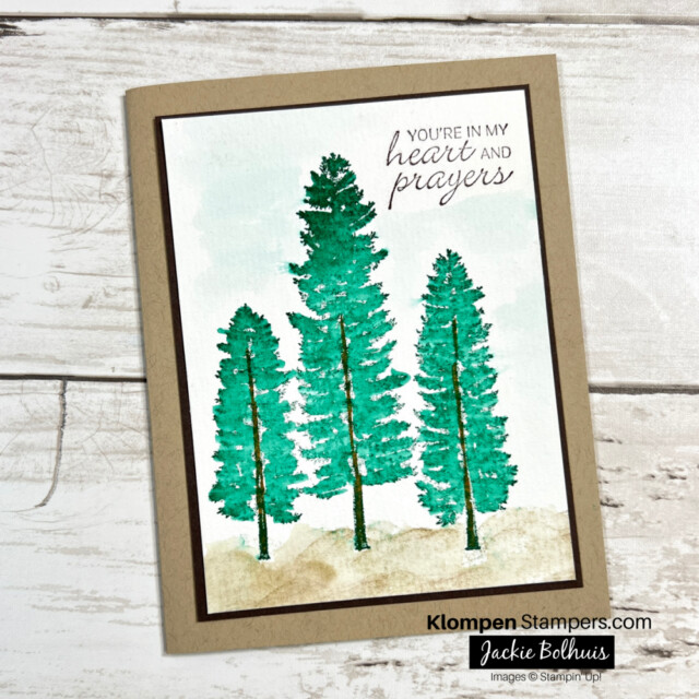 Greeting card designed with an easy water coloring technique and the Forever Forest stamp set.