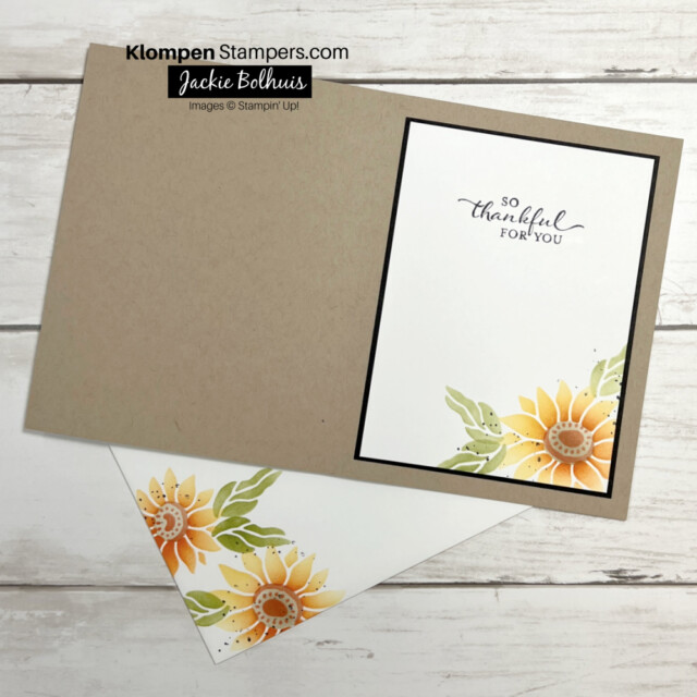 inside of the handmade greeting card made using stencils and blending brushes from Stampin' Up!