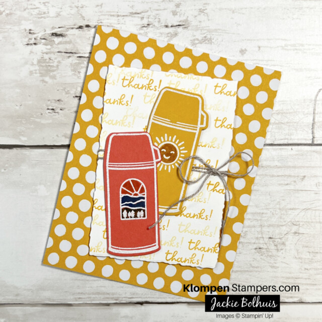 Handmade thank you card designed with cheerful insulated cups.