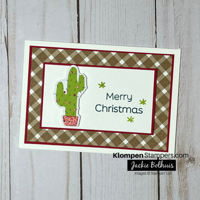 Handmade christmas card decorated with a cactus.