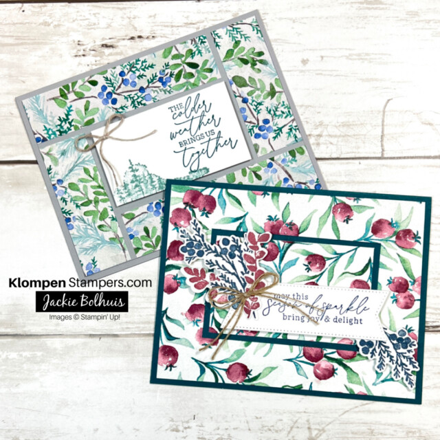 Easy DIY card layouts designed with Winter Meadow DSP.