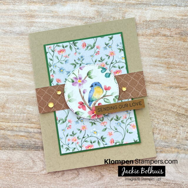 Handmade greeting card designed by following the measurements of Klompen Stampers card template #13 with the Stampin' Up! Designer Series Paper Flight & Airy. Paper is a special product offered during JAN-FEB 2024 sale-a-bration. 