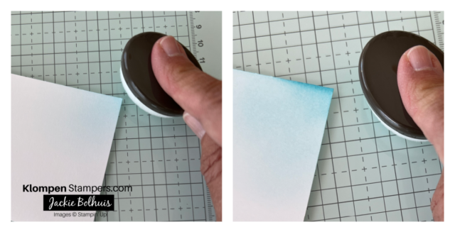 Showing how to use blending brushes on the Stampin' Glass Mat for an even blend onto your cardstock.