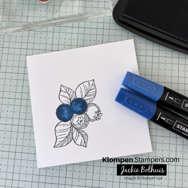 Berries colored with Stampin' Blends on the Stampin' Glass Mat.