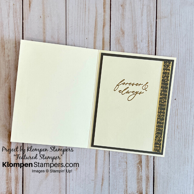 The inside of the elegant greeting card to spread love, designed with the Stampin' up! stamp set Lifetime of Love.