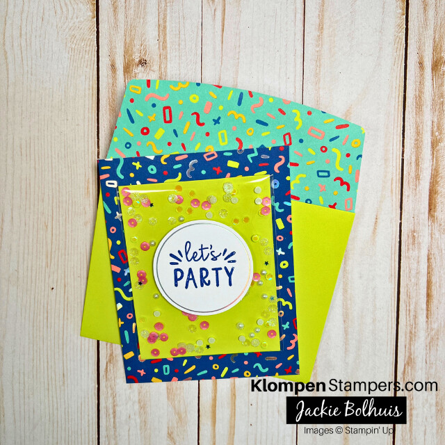 A handmade let's party card that was made by using an all-inclusive birthday card kit.