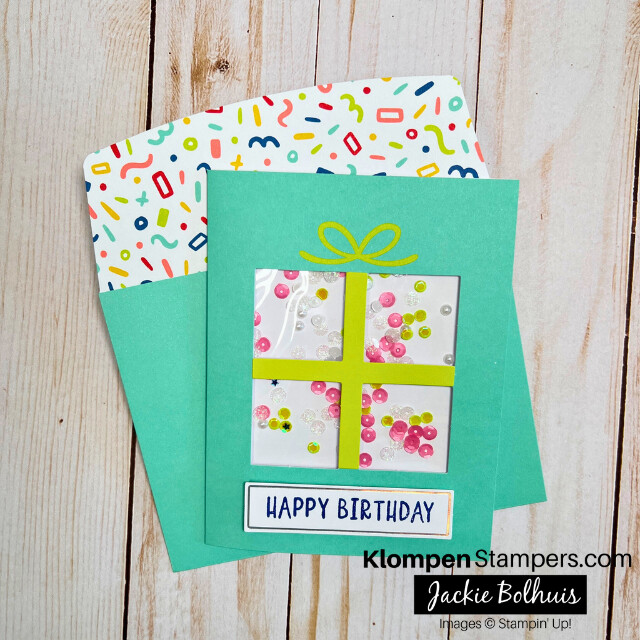 A handmade birthday card that was made by using an all-inclusive birthday card kit.