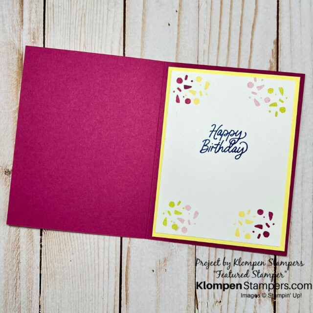 The inside of the handmade birthday card.