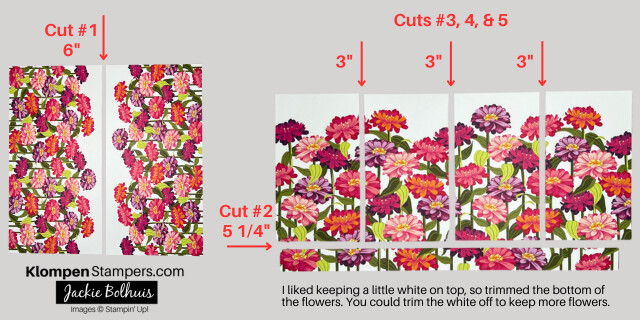 Cutting diagram to show how to cut a 12" by 12" piece of designer series paper to create 4 cards at once.