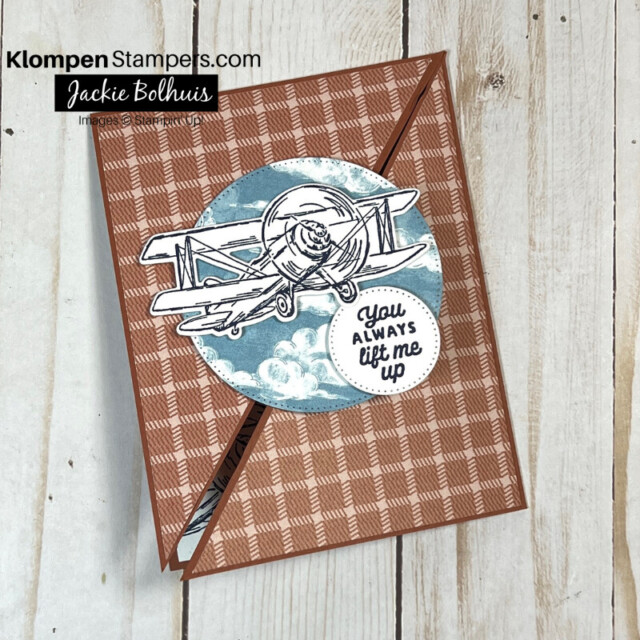 Handmade triangle fun fold card designed with the Take To The Sky Suite.