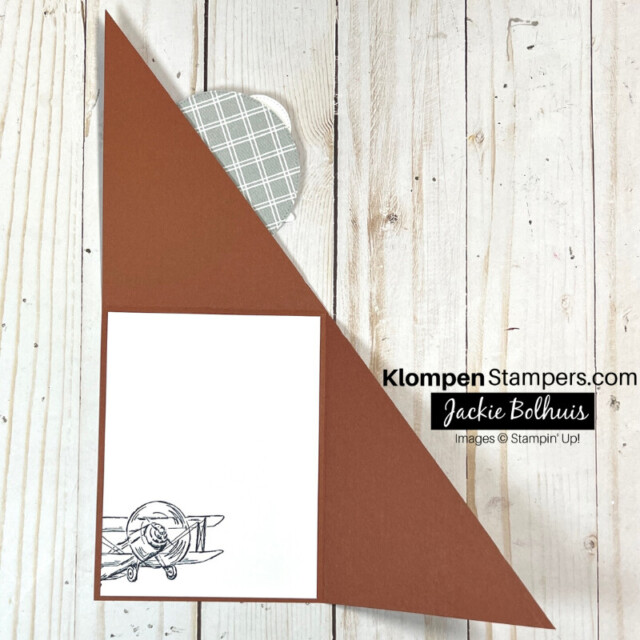 Inside of the triangle fun fold card designed with the Take To The Sky Suite.