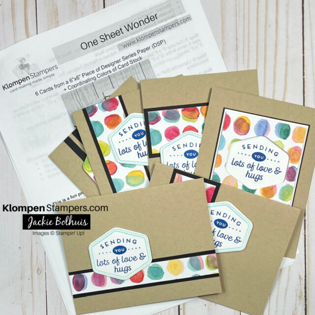 Six handmade cards from a one sheet wonder card making project.