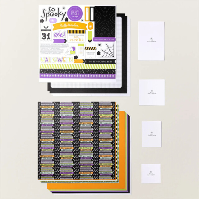 One of Stampin' Up!'s scrapbooking kits to create six Halloween themed pages.