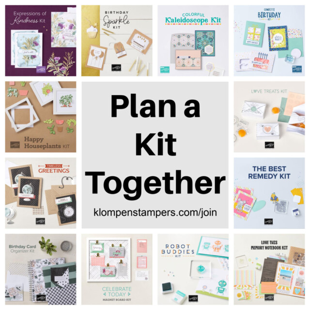 A promotional graphic showing twelve different Stampin' Up! card kits.