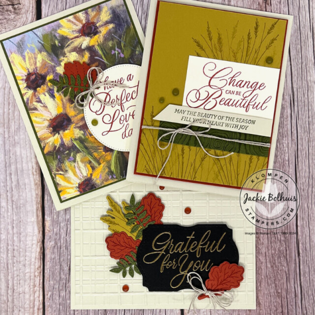 Gratitude card ideas to make using the Stampin' Up! Autumn Expression Bundle and Splendid Autumn DSP.