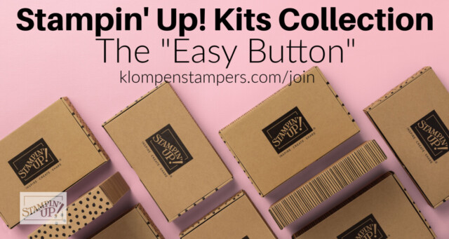 A promotional graphic to encourage paper crafters the the easy way to become a Stampin' Up! Demonstrator is by using kits.